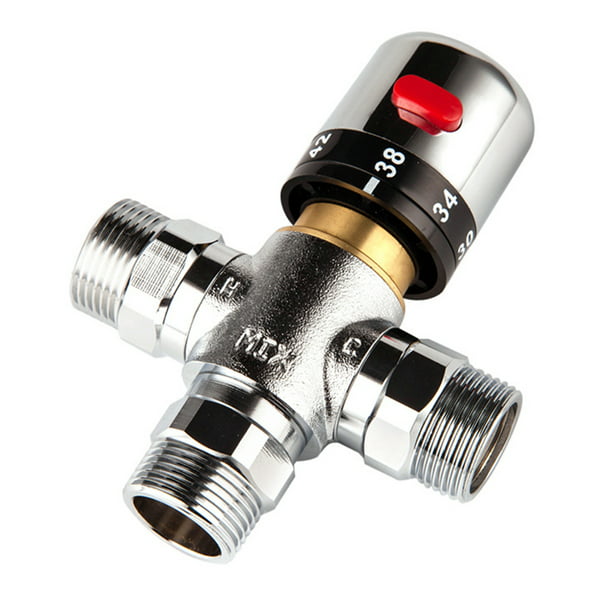1/2 Brass Thermostatic Mixing Valve for Bathroom Shower Chrome Finished 3 Way 